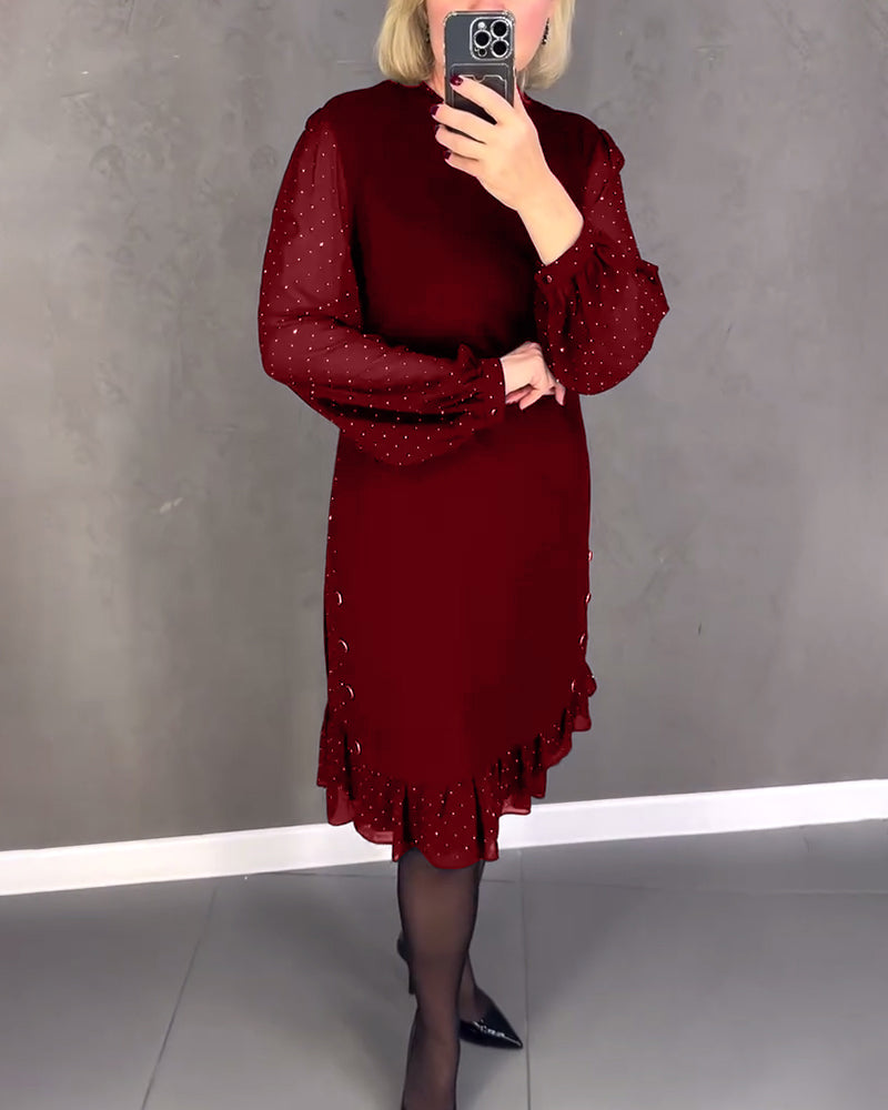 ELIANA | Elegant Kjole med Gennemsigtige Ærmer og Smigrende Silhuet til Efterårets Anledninger