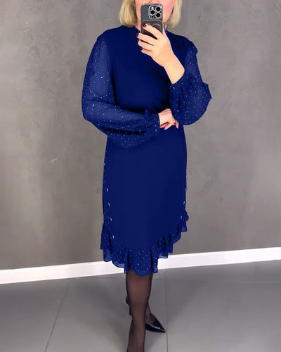 ELIANA | Elegant Kjole med Gennemsigtige Ærmer og Smigrende Silhuet til Efterårets Anledninger
