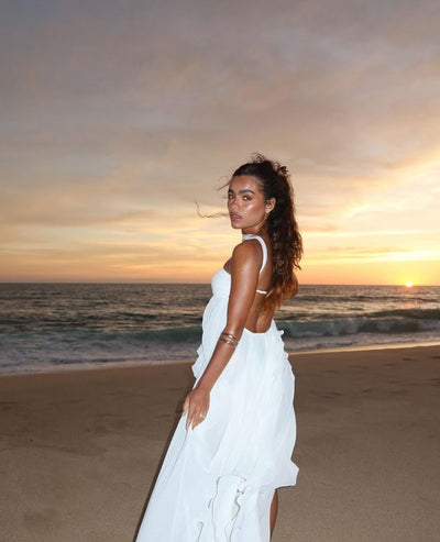 Collins | Ruffled Strapless Maxi Dress
