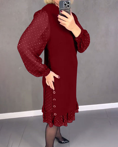 ELIANA | Elegant Kjole med Gennemsigtige Ærmer og Smigrende Silhuet til Efterårets Anledninger