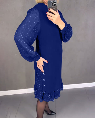 ELIANA | Elegant Kjole med Gennemsigtige Ærmer og Smigrende Silhuet til Efterårets Anledninger