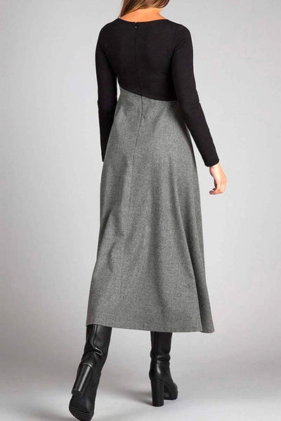 Nerine - Chic tweed-kjole med splejsning og V-hals