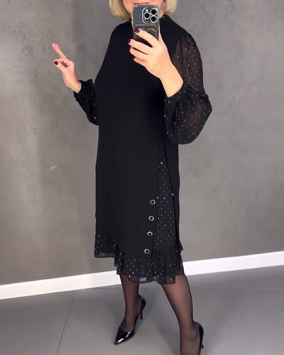 ELIANA | Elegant Kjole med Gennemsigtige Ærmer og Smigrende Silhuet til Efterårets Anledninger