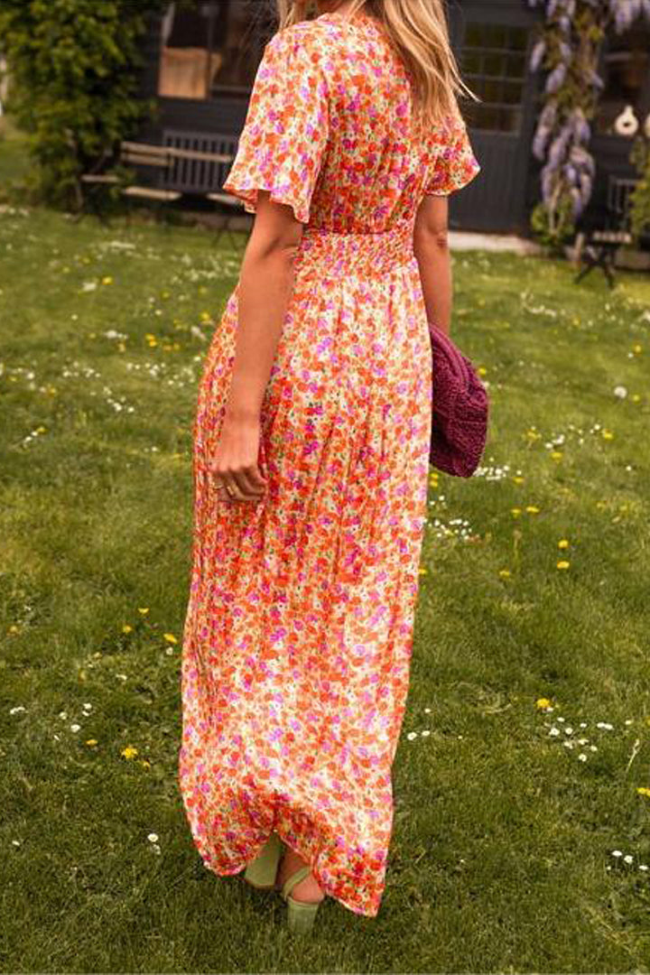 MARIELLA | Lang Blomstret Kjole med Romantisk og Luftig Design