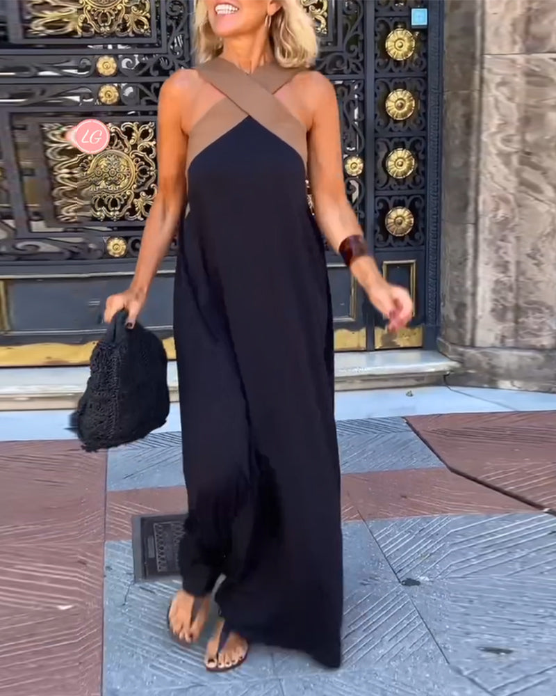 SIENNA | Elegant Kjole med Åben Ryg og Krydsdetaljer