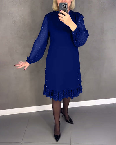 ELIANA | Elegant Kjole med Gennemsigtige Ærmer og Smigrende Silhuet til Efterårets Anledninger