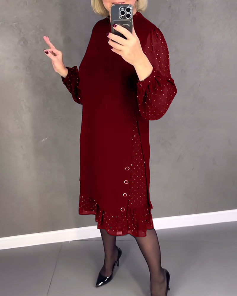 ELIANA | Elegant Kjole med Gennemsigtige Ærmer og Smigrende Silhuet til Efterårets Anledninger
