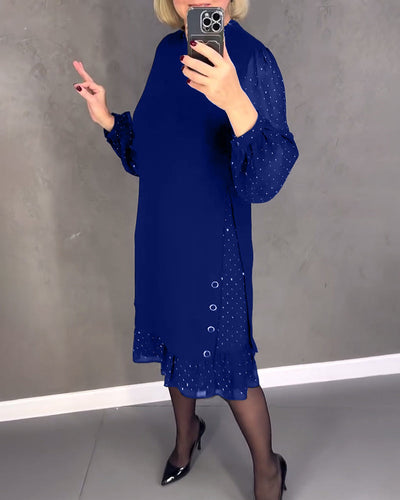 ELIANA | Elegant Kjole med Gennemsigtige Ærmer og Smigrende Silhuet til Efterårets Anledninger