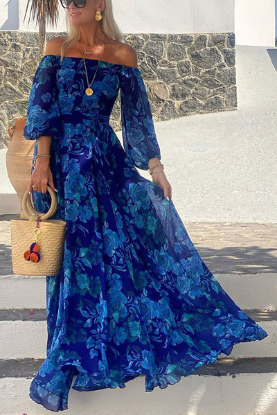 Calista Blomster Off-Shoulder Maxi Kjole