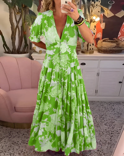 CATERINA | Lang Blomstret Kjole med Subtile Lommer og Elegant Silhuet til Hverdagen