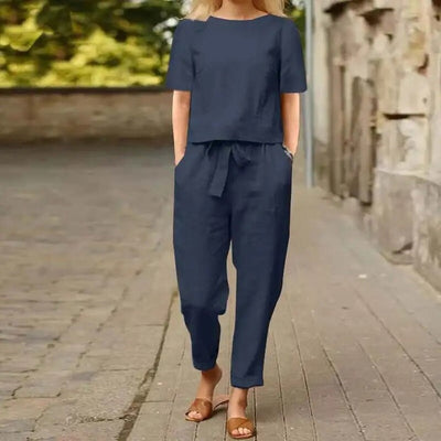 Tavia - Elegant linnedsæt i 2 dele af bomuld