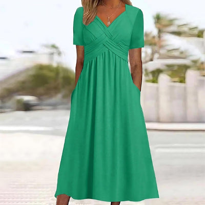 SOFIA | Midi Kjole med Formende Design til Elegante Anledninger