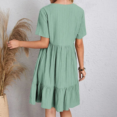 Audrey – Trendy Boho Flæsekant Mini Kjole