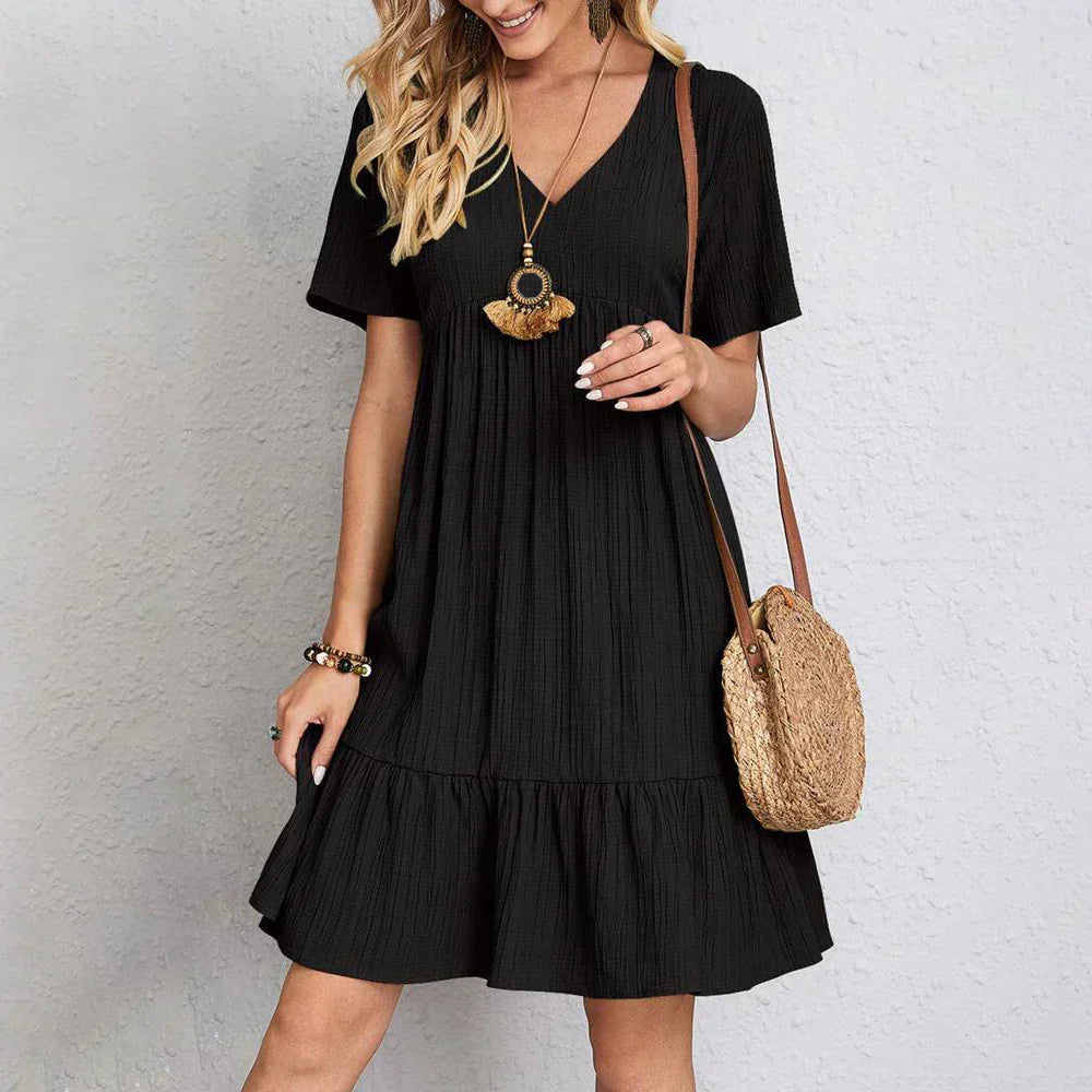 Audrey – Trendy Boho Flæsekant Mini Kjole