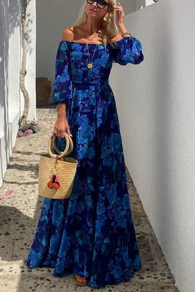 Calista Blomster Off-Shoulder Maxi Kjole