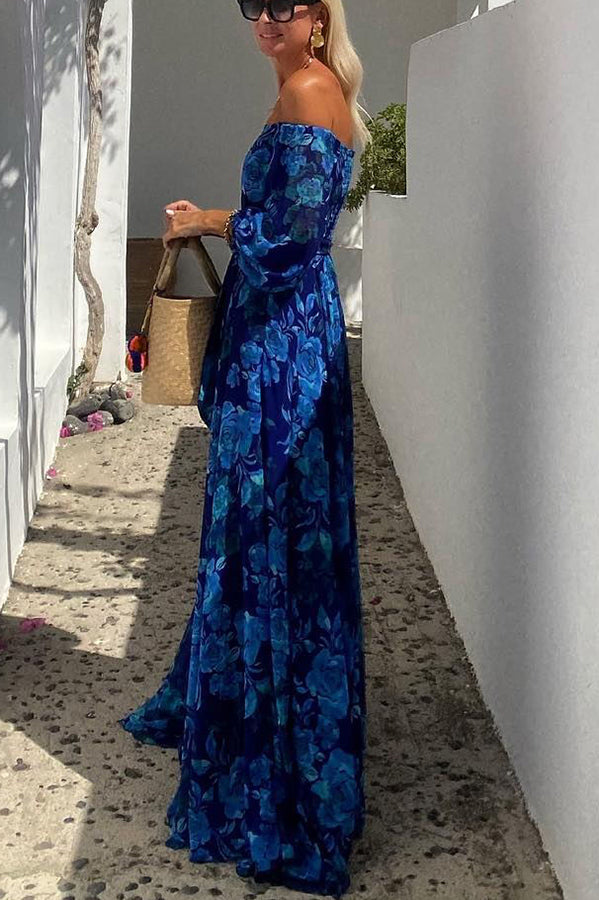 Calista Blomster Off-Shoulder Maxi Kjole