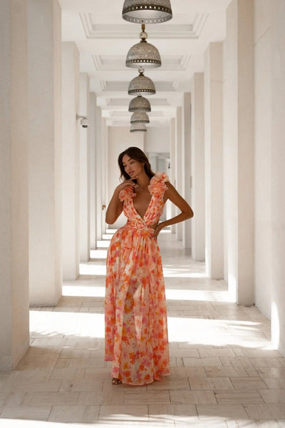 Freya - Clementine Floral Lace-Up Maxi Dress