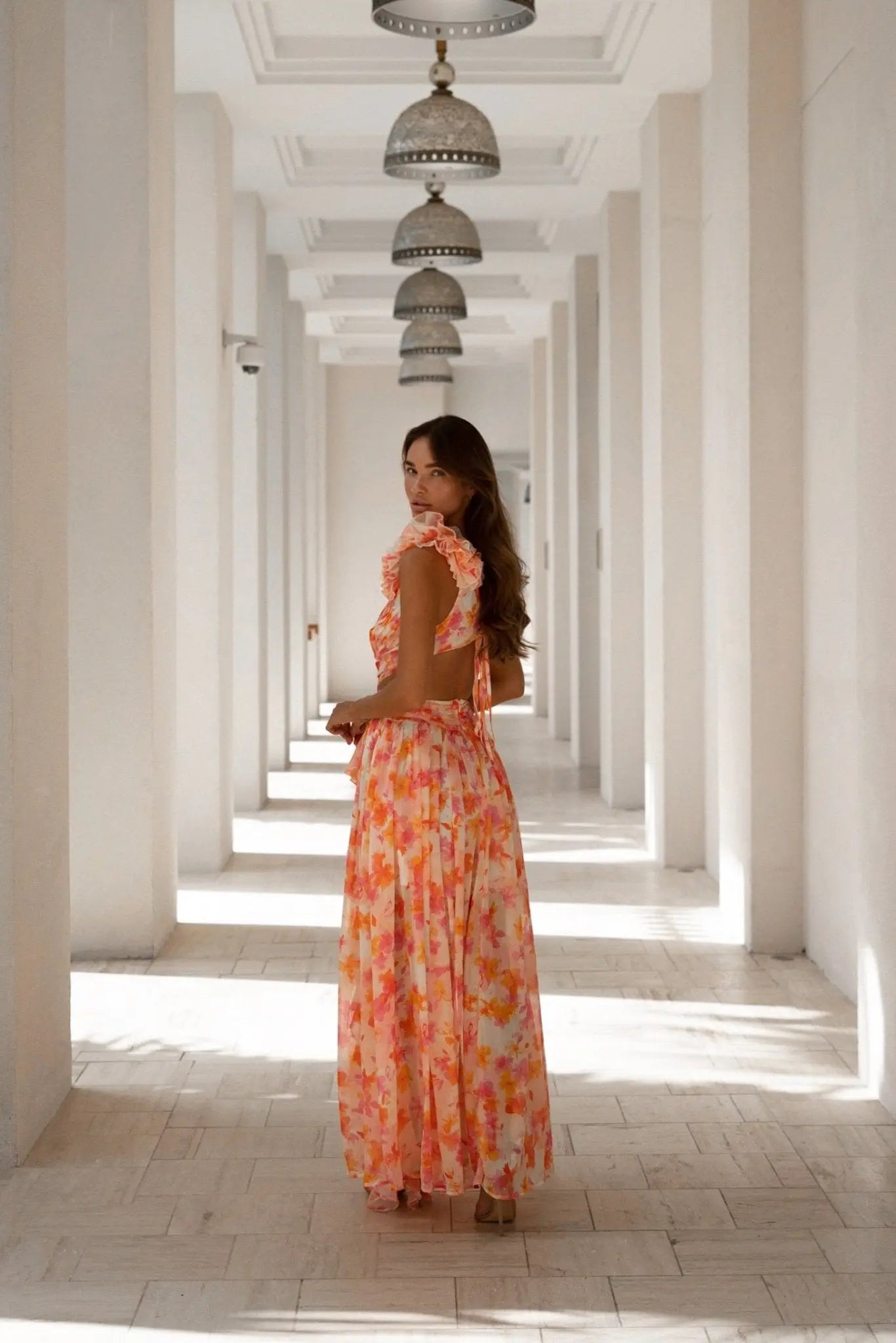Freya - Clementine Floral Lace-Up Maxi Dress