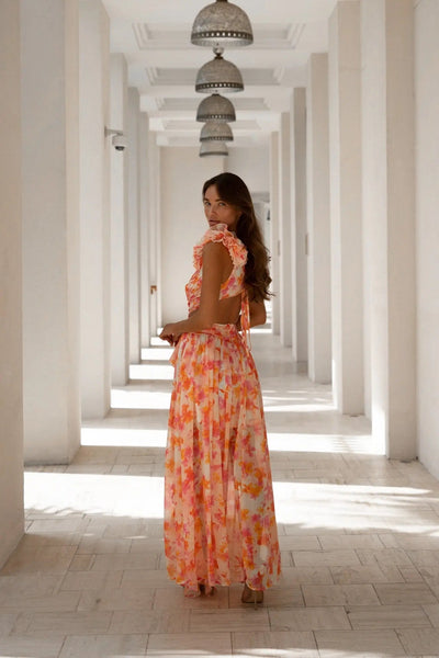 Freya - Clementine Floral Lace-Up Maxi Dress