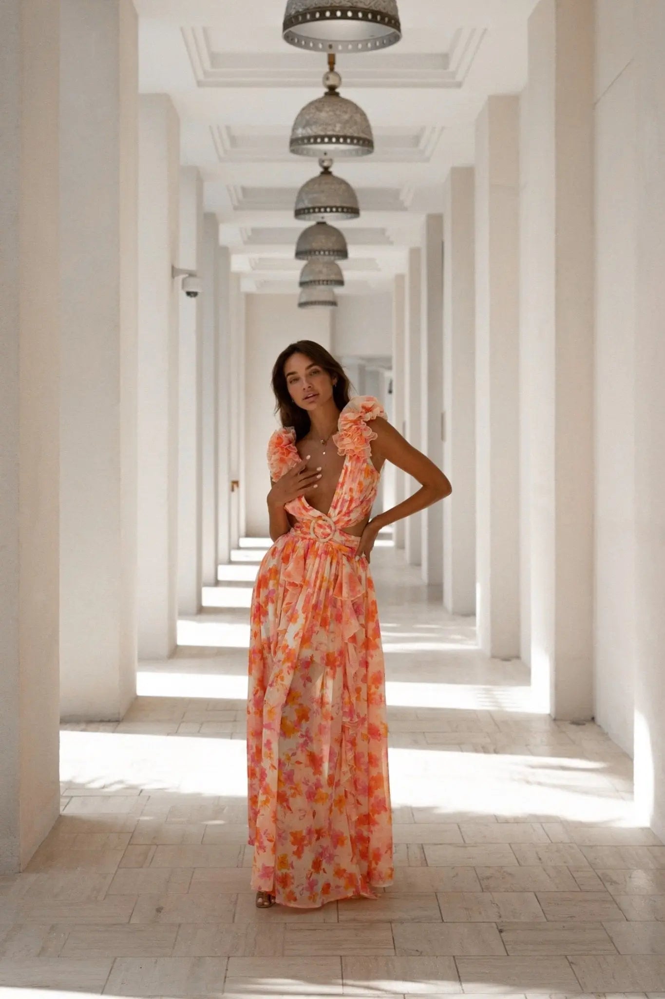 Freya - Clementine Floral Lace-Up Maxi Dress