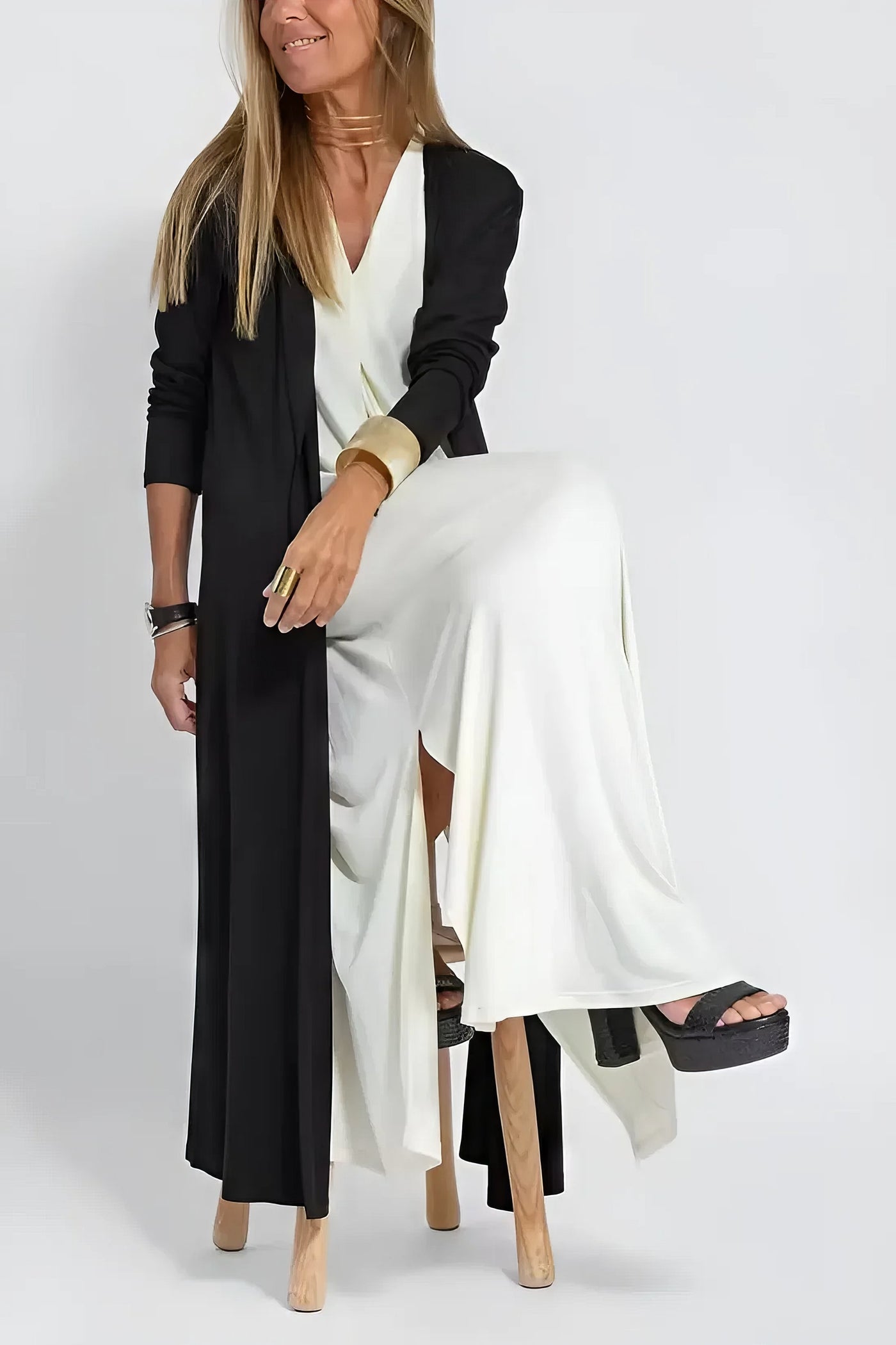 ELISE | Chic Long Dress with Matching Cardigan