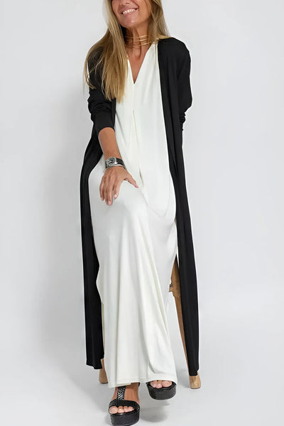 ELISE | Chic Long Dress with Matching Cardigan