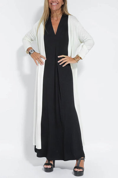 ELISE | Chic Long Dress with Matching Cardigan