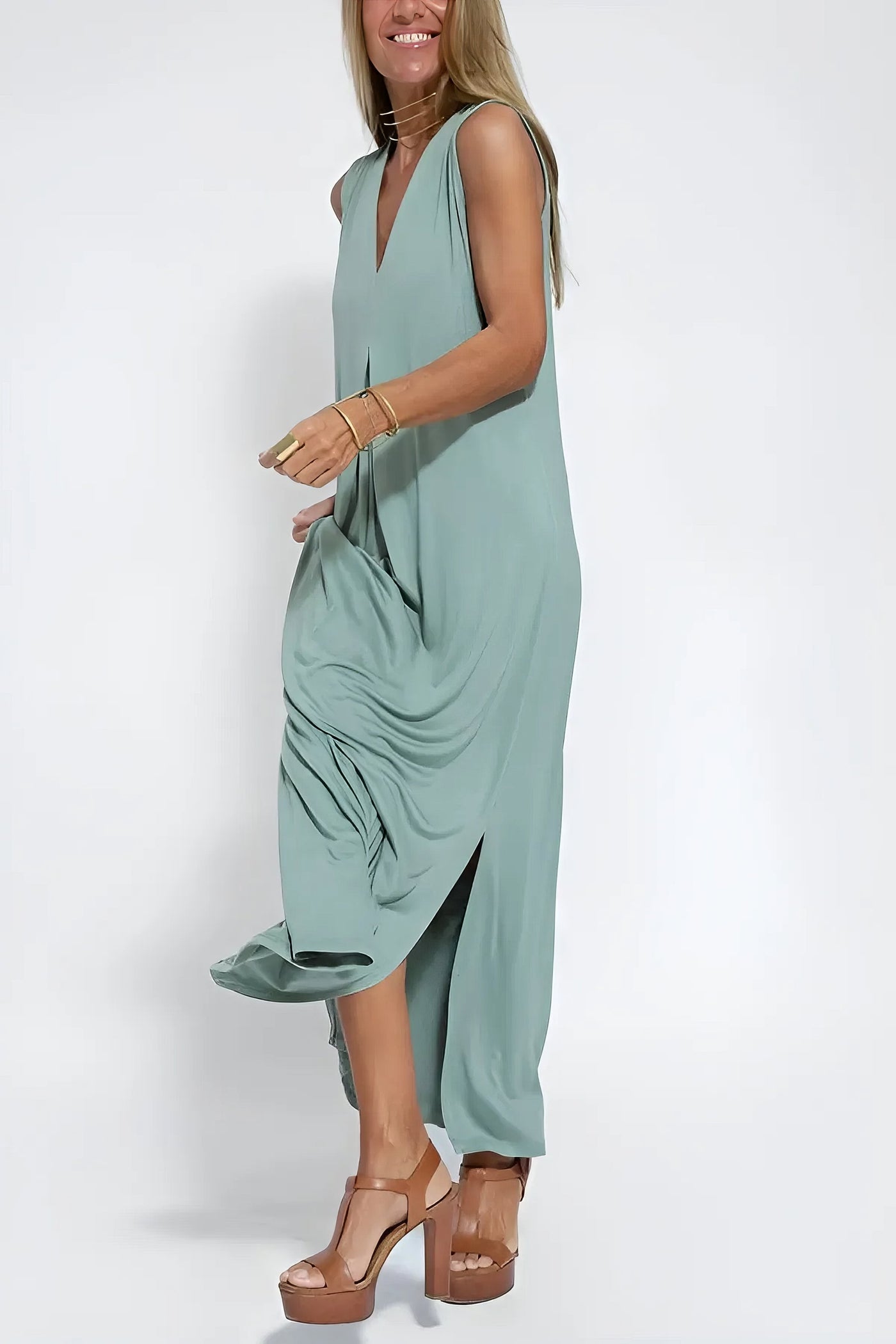 ELISE | Chic Long Dress with Matching Cardigan