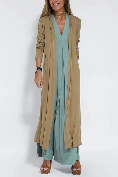 ELISE | Chic Long Dress with Matching Cardigan